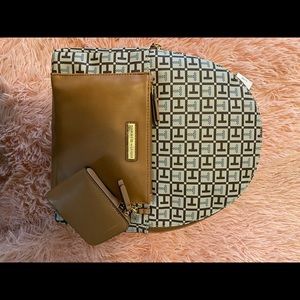 NEW!!! Tommy Hilfiger Brown and Beige Round Top Backpack Purse with Coin Purse